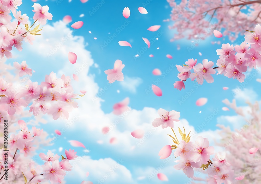 Delicate cherry blossom branches in full bloom set against a vivid blue sky with fluffy white clouds. Ideal for spring themes, nature backgrounds, floral designs, and seasonal projects. Delicate cherry blossom branches in full bloom set against a vivid blue sky with fluffy white clouds. Ideal for spring themes, nature backgrounds, floral designs, and seasonal projects.