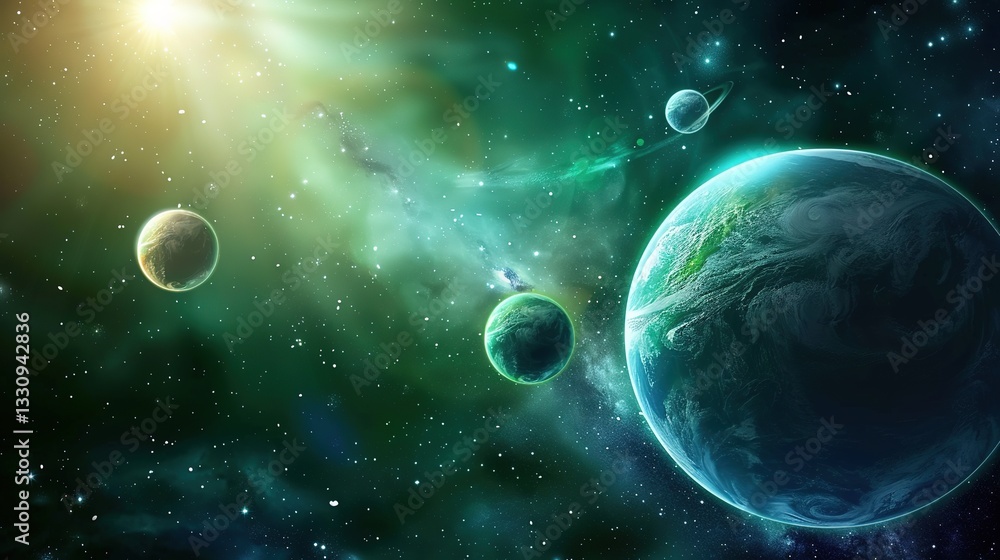 Obraz premium Outer_space_green_galactic_background