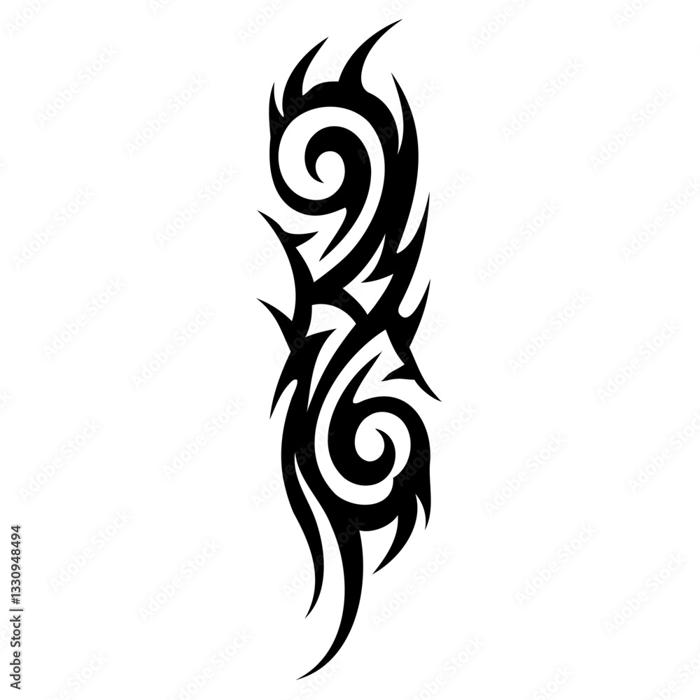 Black and Bold Tribal Tattoo Vector Design Swirling Patterns & Sharp Edges on Transparent Background Black and Bold Tribal Tattoo Vector Design Swirling Patterns & Sharp Edges on Transparent Background