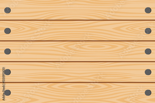 Wooden planks installed horizontally and nailed. Background. Vector illustration.