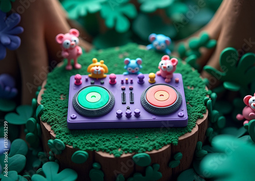 DJ set music in the middle of jungle
