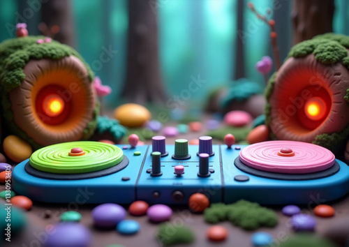 DJ set music in the middle of jungle