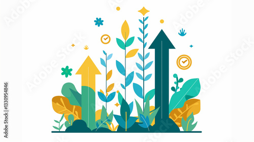 Flat Design Business Growth Illustration - フラットデザインのビジネス成長イラスト