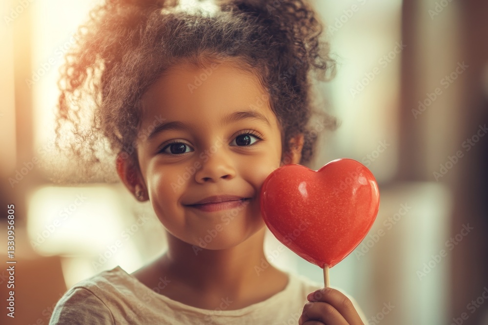 Valentine's day greeting and funny gift. Innocent face cute brazilian child girl with big lollipop heart in hands. Happy baby with heart. Playful baby in valentine’s decor. Love you baby. Valentine's day greeting and funny gift. Innocent face cute brazilian child girl with big lollipop heart in hands. Happy baby with heart. Playful baby in valentine’s decor. Love you baby.