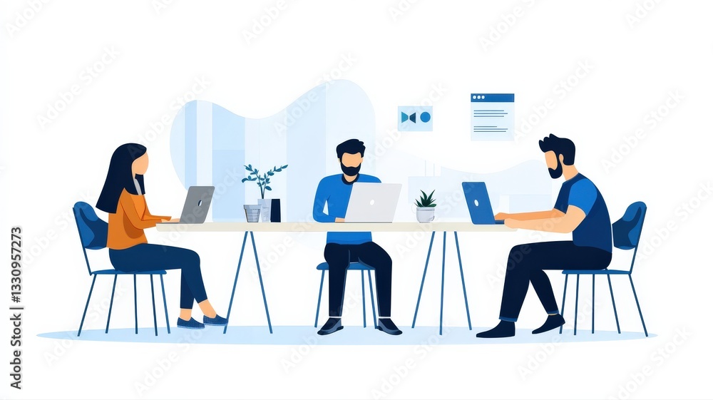 A team of remote workers from different countries collaborating on a project, global connection, modern workspace A team of remote workers from different countries collaborating on a project, global connection, modern workspace