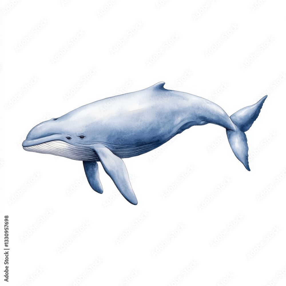 Fototapeta premium Blue Whale Swimming Gracefully in Ocean Depths with Soft Colors