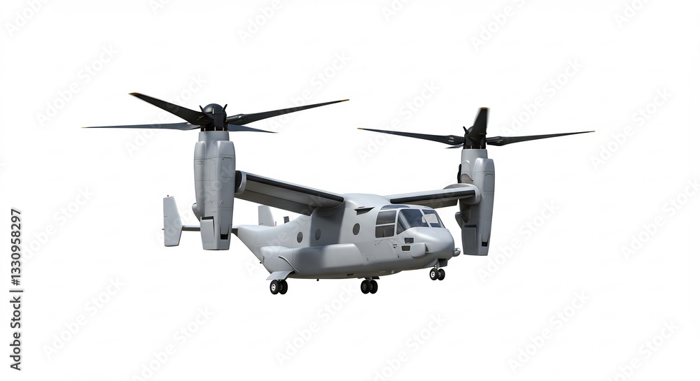 Fototapeta premium 白背景 快適飛行 軍用機 強力なプロペラ 滑らかな機体. AI Generated