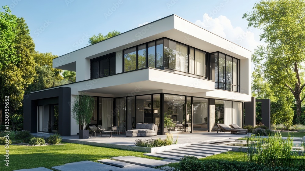 Modern Sustainable House with Large Windows and Stylish Exterior Modern Sustainable House with Large Windows and Stylish Exterior