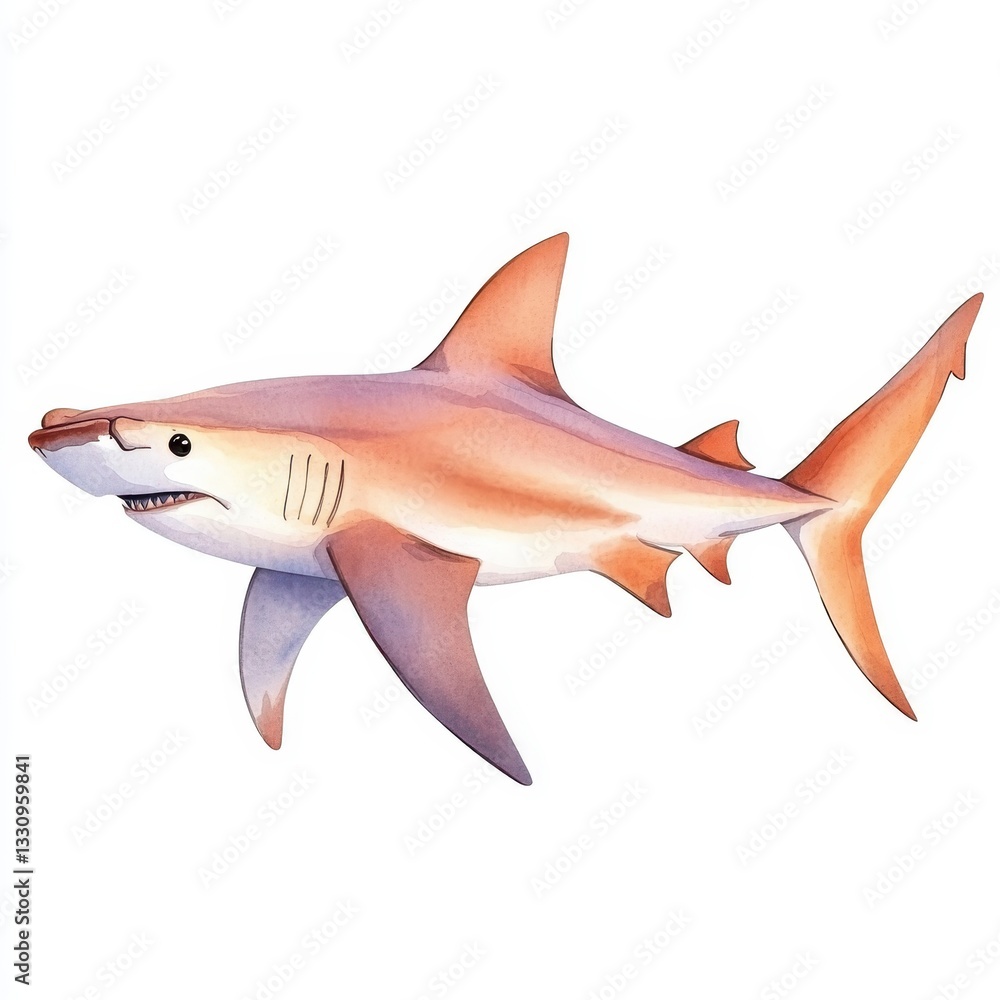 Fototapeta premium Colorful Cartoon Shark Illustration for Children’s Educational Materials