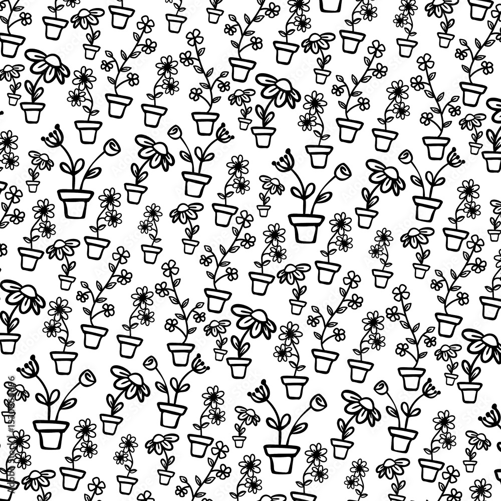 Fototapeta premium flower seamless pattern with doodle style