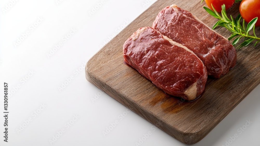 Single piece of premium meat beautifully presented on a cutting board awaiting preparation for a gourmet dining experience Single piece of premium meat beautifully presented on a cutting board awaiting preparation for a gourmet dining experience