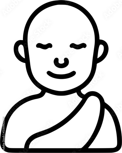 black line art monk meditating clip art preview
