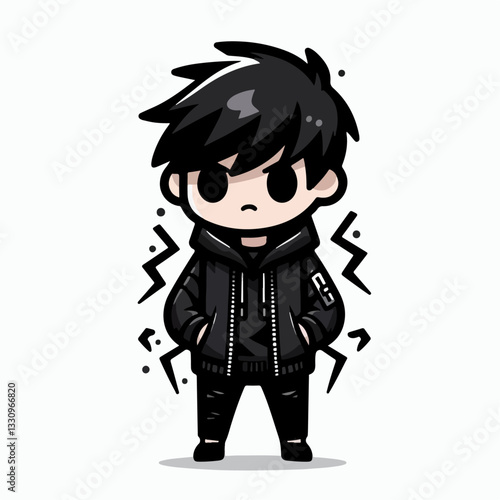 vector illustration of a person wearing edgy black clothes