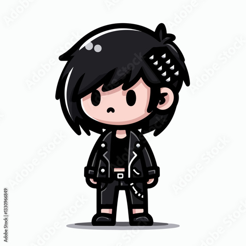 vector illustration of a person wearing edgy black clothes