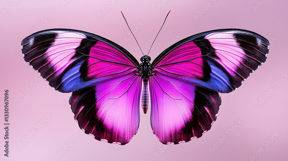 Vibrant Pink and Purple Butterfly on Soft Pink Background Vibrant Pink and Purple Butterfly on Soft Pink Background