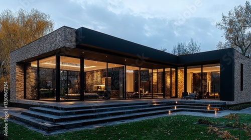 Modern architectural design of a sleek house in natural surroundings
