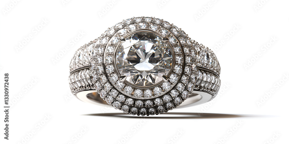 Fototapeta premium silver ring with diamonds