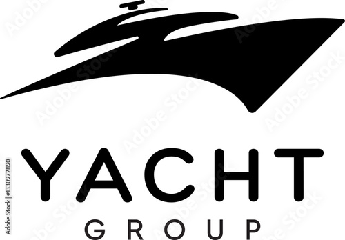 black silhouette abstact luxury yacht boat sailing logo design