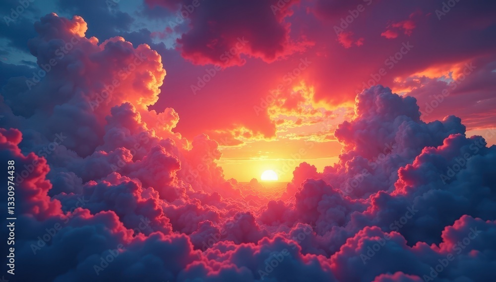 Dramatic sunrise clouds, intense color explosion in the sky, scene, cloud Dramatic sunrise clouds, intense color explosion in the sky, scene, cloud