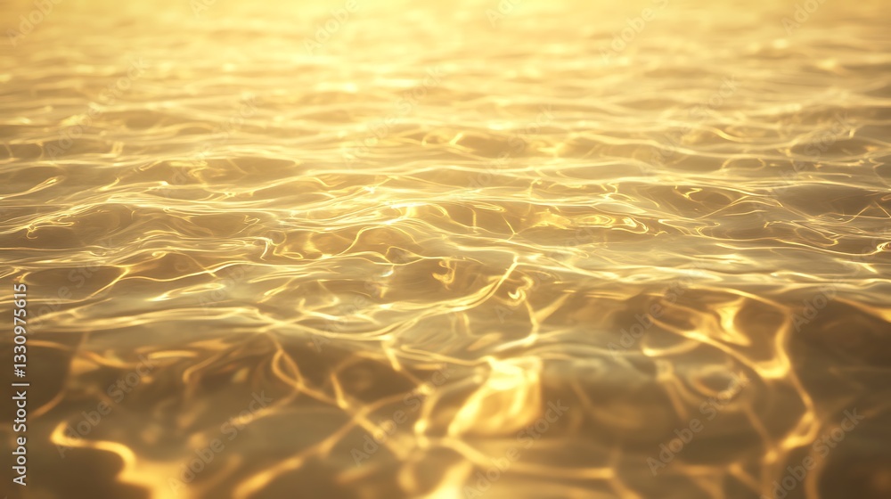 Fototapeta premium Golden sunlight reflecting on water surface, creating a serene and tranquil atmosphere.