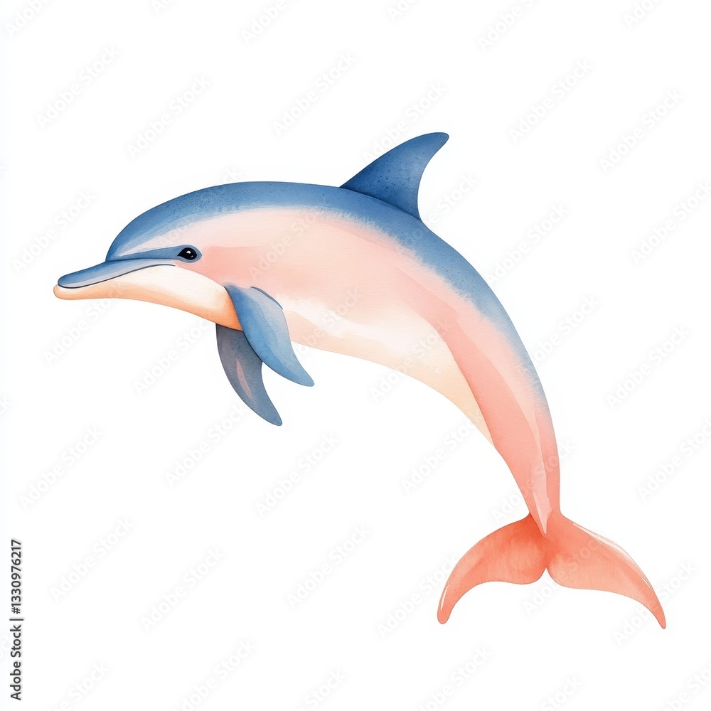 Fototapeta premium Colorful Dolphin Jumping in a Clear Blue Environment