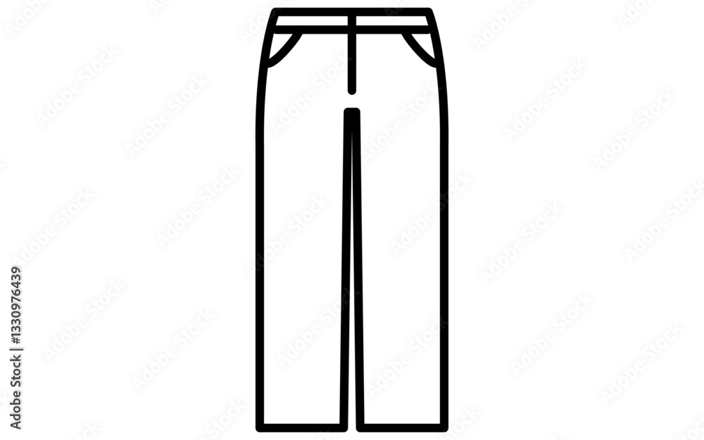 ボトムス、ジーンズ、白黒のシンプルな線画アイコン