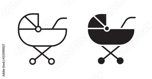 Baby carriage icon outlined icon vector collection.