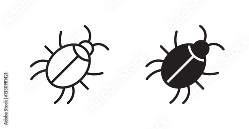 Bug icon outlined icon vector collection.