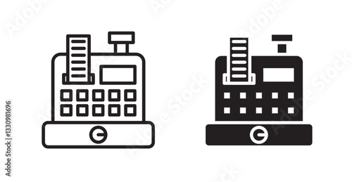 Cash register icon outlined icon vector collection.