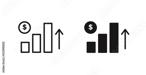 Chat arrow grow icon outlined icon vector collection.
