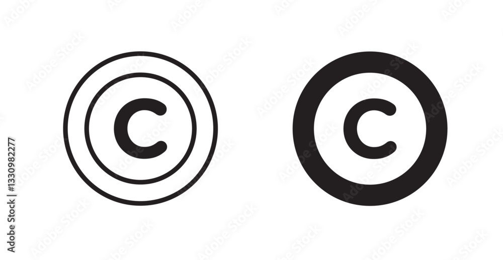 Copyright icon outlined icon vector collection. Copyright icon outlined icon vector collection.