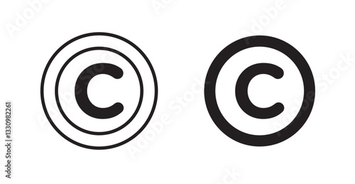 Copyright icon outlined icon vector collection.