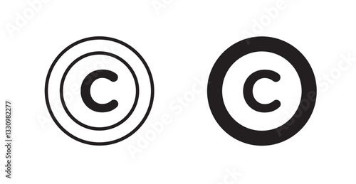 Copyright icon outlined icon vector collection.