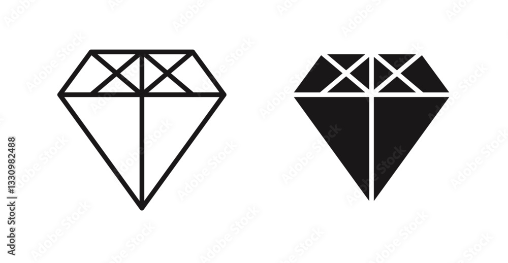 Diamond icon outlined icon vector collection. Diamond icon outlined icon vector collection.