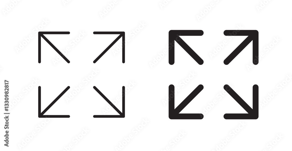 Fototapeta premium Expand icon outlined icon vector collection.