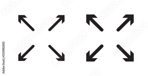 Expand arrows icon outlined icon vector collection.