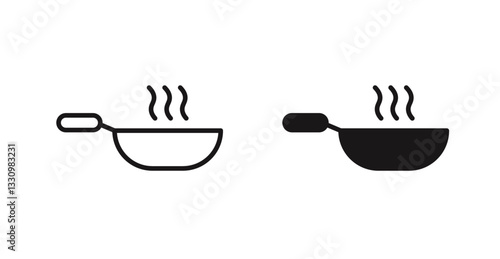 Frying pan icon outlined icon vector collection.