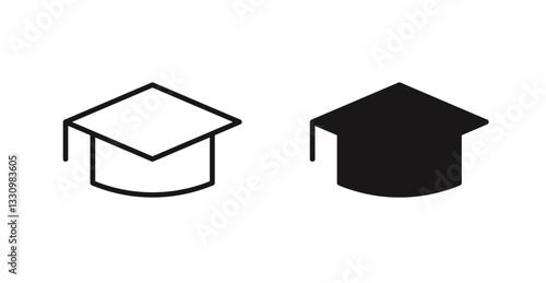 Graduation cap icon outlined icon vector collection.