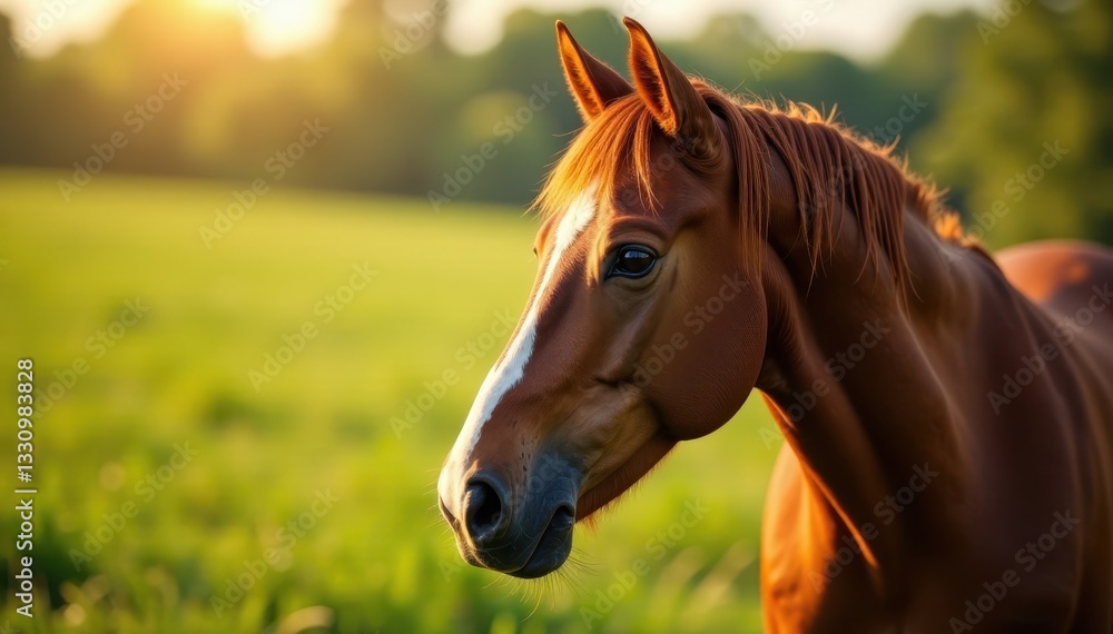 Obraz premium Highly sensitive horse ears twitching slightly , sport, wildlife