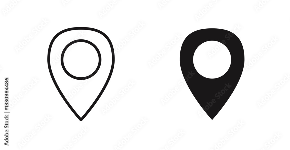 Fototapeta premium Map marker icon outlined icon vector collection.