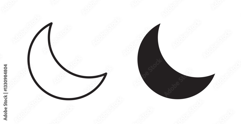 Moon icon outlined icon vector collection. Moon icon outlined icon vector collection.