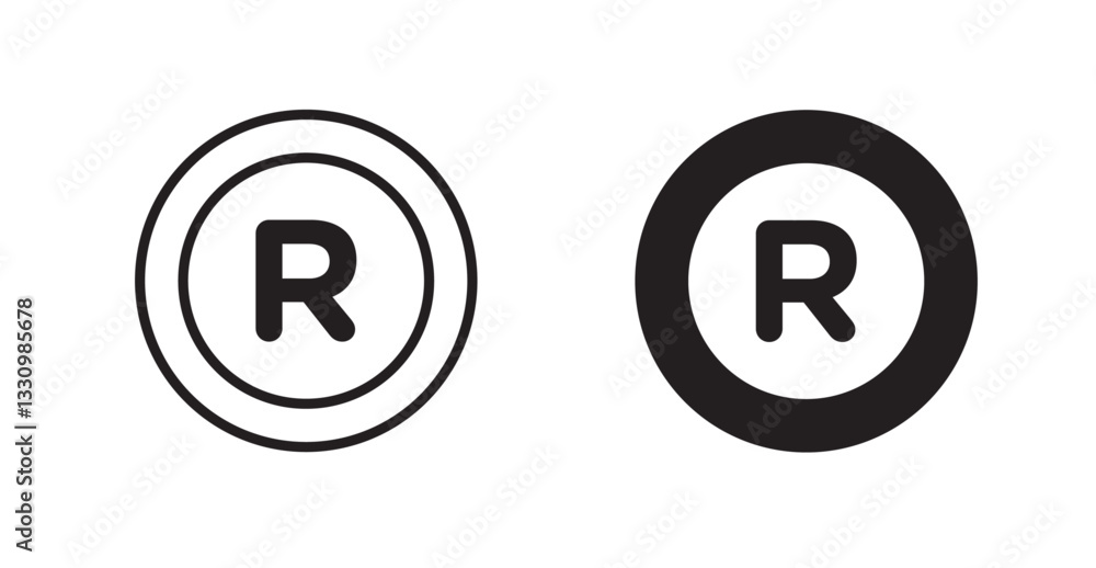 Registered icon outlined icon vector collection.