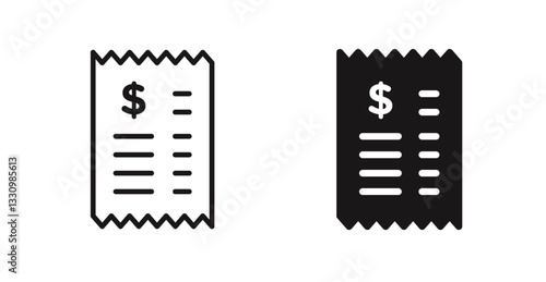 Receipt icon outlined icon vector collection.