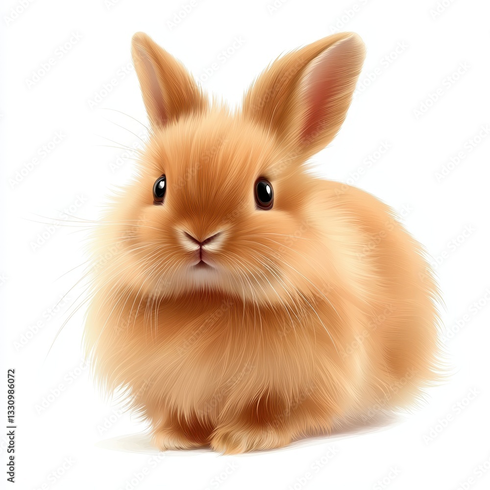 Cute Fluffy Bunny Rabbit Sitting on White Background for Stock Photos Cute Fluffy Bunny Rabbit Sitting on White Background for Stock Photos