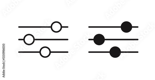 Settings sliders icon outlined icon vector collection.