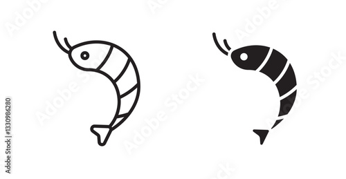 Shrimp icon outlined icon vector collection.
