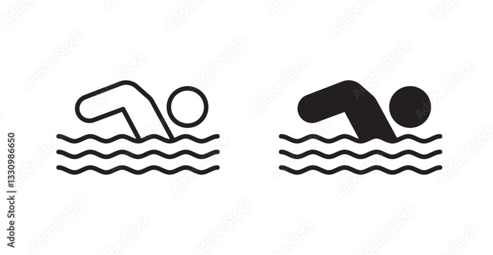 Swimmer icon outlined icon vector collection.