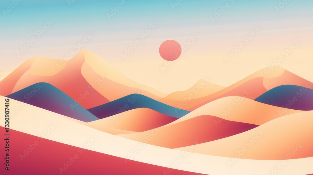 Serene Sunset over Abstract Desert Landscape Serene Sunset over Abstract Desert Landscape
