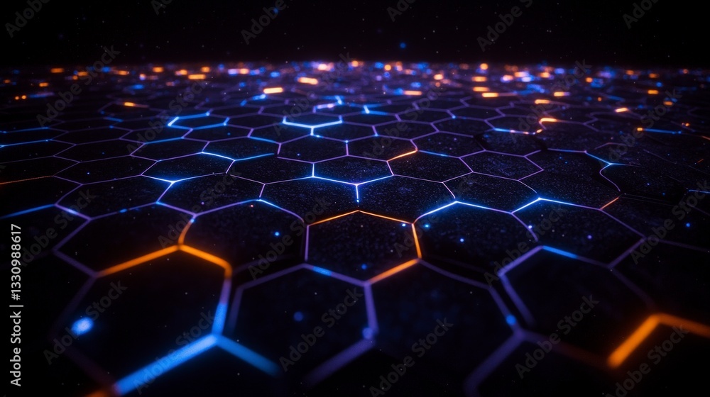 Obraz premium Futuristic Hexagon Network Abstract Digital Background