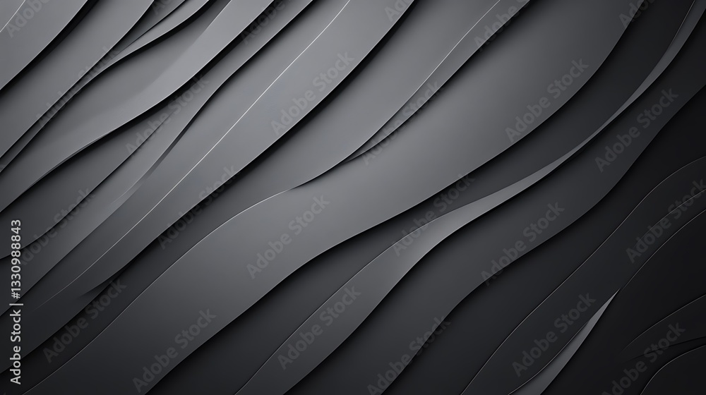Obraz premium Abstract Dark Gray 3D Render: Wavy Lines Texture AI Generated